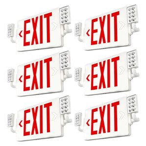 LED Exit Sign with Emergency Lights，Double Sided Adjustable LED Emergency Exit Lights with Battery Backup，Exit Sign for Business，Easy to Install，UL Certified，AC 120/277V，Pack of 4/6