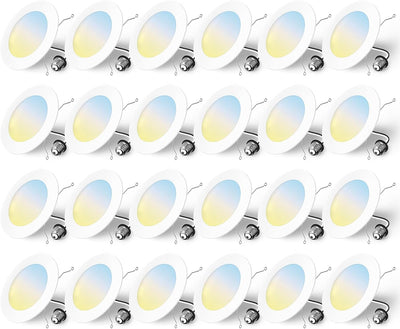 4/6 Inch 5CCT LED Recessed Lighting 24 Pack, 1000LM Ultra-Thin Flat LED Can Lights, Dimmable, IC Rated, 10W Eqv 110W, 2700K/3000K/4000K/5000K/6000K Selectable, Retrofit- ETL & FCC