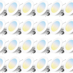 4/6 Inch 5CCT LED Recessed Lighting 24 Pack, 1000LM Ultra-Thin Flat LED Can Lights, Dimmable, IC Rated, 10W Eqv 110W, 2700K/3000K/4000K/5000K/6000K Selectable, Retrofit- ETL & FCC