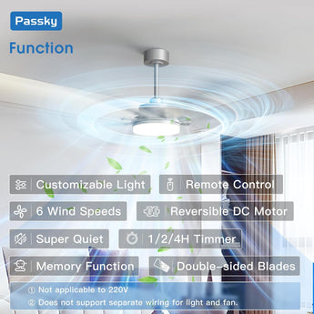 72" Large Ceiling Fan with Light & Remote, 3CCT Dimmable, Reversible, Quiet – Modern Nickel, Indoor/Outdoor - 2