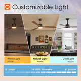 60" Ceiling Fan with Light & Remote, 3 Wood Blades, 6 Speeds, 3CCT Dimmable, Reversible, Quiet – Indoor/Outdoor Black Walnut - 5