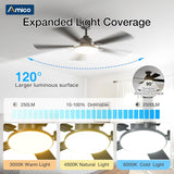 Amico 52" Downrod Mount Smart Ceiling Fan with Light, 3CCT Dimmable, 6 Speeds, Reversible DC Motor, Remote APP Alexa Control, Quiet for Home Bedroom Living Room, Black - 10