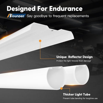 4FT Linkable LED Shop Light with Reflector, 4400LM, 6500K, 40W (250W), Surface & Suspension, Garage, Black - 3