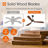 60" Ceiling Fan with Light & Remote, 3 Wood Blades, 6 Speeds, 3CCT Dimmable, Reversible, Quiet – Indoor/Outdoor Black Walnut - 8