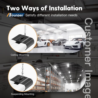 4FT Linkable LED Shop Light with Reflector, 4400LM, 6500K, 40W (250W), Surface & Suspension, Garage, Black - 5