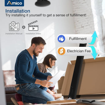 Amico 100 Inch Ceiling Fans Without Lights, Indoor/Outdoor Ceiling Fan with Remote Control, Reversible, 6 Blades, Noiseless, Industrial Black Ceiling Fan No Light for Patio, Porch, Garage, Shop - 7
