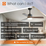 42" Ceiling Fan with Light & Remote, 3 Wood Blades, 6 Speeds, 3CCT Dimmable, Reversible, Quiet – Indoor/Outdoor Black Walnut - 4