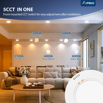 5/6 Inch LED Recessed Lighting, Dimmable, Adjustable Can Lights, Selectable CCT, 950 Lumens - 6