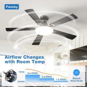 52" Flush Mount Ceiling Fan with Light, Remote, Low Profile, 3CCT Dimmable, Reversible, Quiet DC - 2