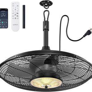 20" Outdoor Waterproof Gazebo Ceiling Fan, Remote & App Control, Reversible, Dimmable, Plug - In Hook Mount - 1