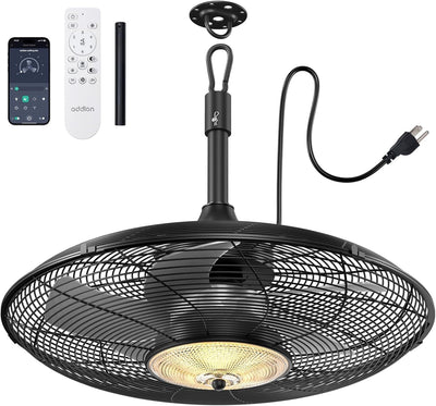 20" Outdoor Waterproof Gazebo Ceiling Fan, Remote & App Control, Reversible, Dimmable, Plug-In Hook Mount