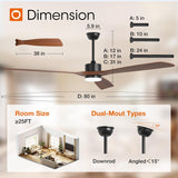 80 inch Ceiling Fans with Lights and Remote Control, Reversible, 3 Wood Blades, 6 Speeds, 3CCT Dimmable, Noiseless, Indoor/Outdoor Black Walnut Ceiling Fan for Bedroom Living Room Gazebo Patio - 1