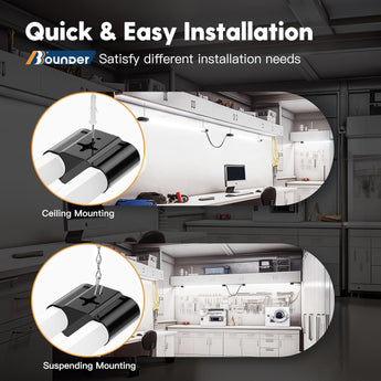 4FT Linkable LED Utility Shop Light, 4000 Lumens, 5000K Daylight, 40W, Surface & Suspension Mount, Garage Fixture, Black - 6