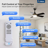 Ceiling Fans with Lights, 42 inch Ceiling Fan with Light and Remote Control, Reversible, 3CCT, Dimmable, Noiseless, Small Ceiling Fan for Bedroom, Farmhouse, Indoor/Outdoor Use - 6