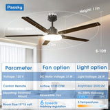 60" Sleek Ceiling Fan with Light, 3CCT Dimmable, Remote, Reversible, Quiet – Bedroom & Living Room - 4