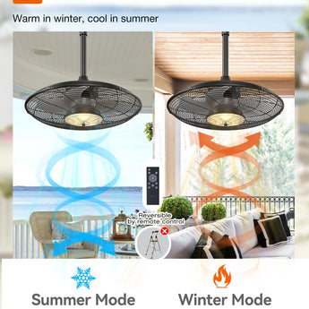 20" Outdoor Waterproof Gazebo Ceiling Fan, Remote & App Control, Reversible, Dimmable, Plug - In Hook Mount - 6