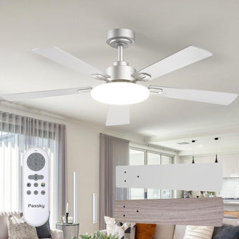 52" Sleek Ceiling Fan with Light, 3CCT Dimmable, Remote, Reversible, Quiet – Bedroom & Living Room - 1