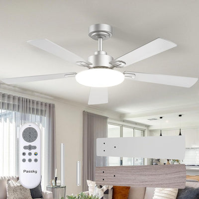 52" Sleek Ceiling Fan with Light, 3CCT Dimmable, Remote, Reversible, Quiet – Bedroom & Living Room