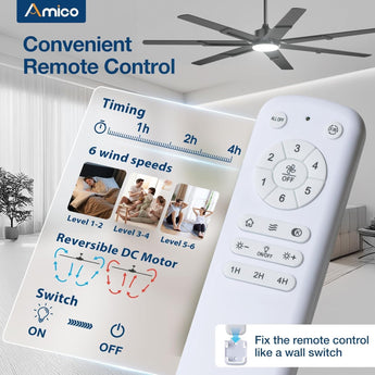 66 inch Ceiling Fans with Lights and Remote, 6 Speed Reversible DC Motor, 3CCT, Dimmable, Quiet, Timer Indoor/Outdoor - 4