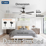 Amico 52" Downrod Mount Smart Ceiling Fan with Light, 3CCT Dimmable, 6 Speeds, Reversible DC Motor, Remote APP Alexa Control, Quiet for Home Bedroom Living Room, Black - 6
