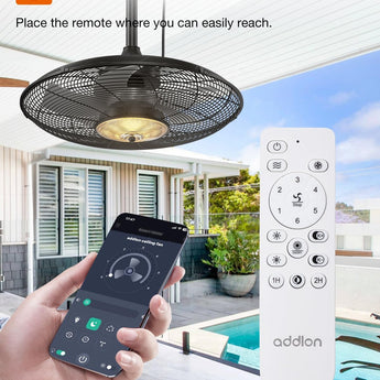 20" Outdoor Waterproof Gazebo Ceiling Fan, Remote & App Control, Reversible, Dimmable, Plug - In Hook Mount - 3
