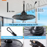 20" Outdoor Waterproof Gazebo Ceiling Fan, Remote & App Control, Reversible, Dimmable, Plug - In Hook Mount - 2
