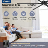 Amico 84 Inch Industrial Ceiling Fans Without Lights, Indoor/Outdoor Ceiling Fan with Remote Control, Reversible, 6 Blades, Noiseless, Black Ceiling Fan for Patio, Porch, Garage, Shop, Farmhouse - 4