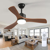 42" Ceiling Fan with Light & Remote, 3 Wood Blades, 6 Speeds, 3CCT Dimmable, Reversible, Quiet – Indoor/Outdoor Black Walnut - 1