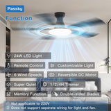 52" Flush Mount Ceiling Fan with Light, Remote, Low Profile, 3CCT Dimmable, Reversible, Quiet DC - 6
