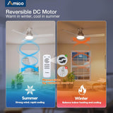 52" Low Profile Ceiling Fan with Light & Remote, Flush Mount, 3 - CCT Dimmable, Reversible & Noiseless,4 Colors Available - 8