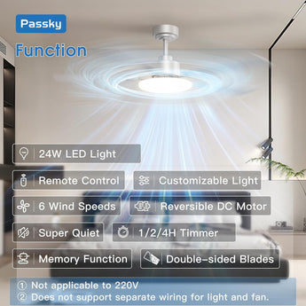 52" Sleek Ceiling Fan with Light, 3CCT Dimmable, Remote, Reversible, Quiet – Bedroom & Living Room - 3