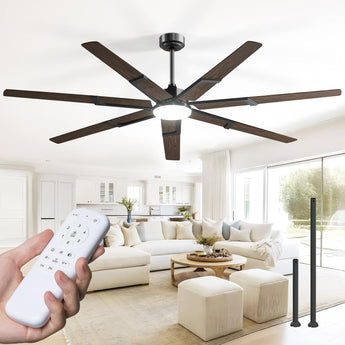 Amico 74 inch Ceiling Fans with Light and Remote, 6 Speed Reversible DC Motor, 3CCT, Dimmable, Quiet, Timer, Large Modern Ceiling Fan for Living room, Indoor/Outdoor - 11