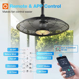 Outdoor Ceiling Fan with Light for Patios, 24 inch Black Waterproof Gazebo Fan with Remote&APP Control, Reversible, Dimmable, Plug in Hook Mount Portable Fan for Garage Pergola Porch Canopy Visit the addlon Sto - 5