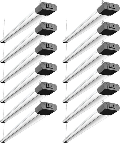 4FT Linkable LED Shop Light with Reflector, 4400LM, 6500K, 40W (250W), Surface & Suspension, Garage, Black - 1