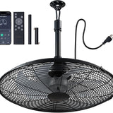 Outdoor Ceiling Fan with Light for Patios, 24 inch Black Waterproof Gazebo Fan with Remote&APP Control, Reversible, Dimmable, Plug in Hook Mount Portable Fan for Garage Pergola Porch Canopy Visit the addlon Sto - 6