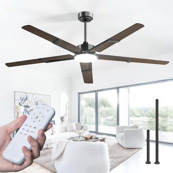 62 Inch Ceiling Fans with Lights and Remote, Indoor/Outdoor Ceiling Fan with 6 Speed, Reversible DC Motor, 3CCT, Dimmable, Noiseless modern Black /Walnut - 10