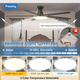 60" Flush Mount Ceiling Fan with Light, Remote, Low Profile, 3CCT Dimmable, Reversible, Quiet DC - 5