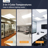2x4 LED Panel Light, 30W/40W/50W, 6250LM, Selectable Wattage & 3CCT, 0 - 10V Dimmable, Drop Ceiling Light - 4