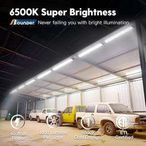 4FT Linkable LED Shop Light with Reflector, 4400LM, 6500K, 40W (250W), Surface & Suspension, Garage, Black - 2