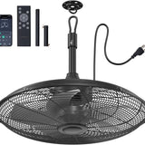 20" Outdoor Waterproof Gazebo Ceiling Fan, Remote & App Control, Reversible, Dimmable, Plug - In Hook Mount - 10