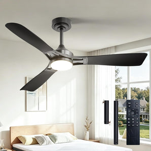 Amico 52" Modern Ceiling Fan with Light & Remote – Dimmable 3CCT, Quiet Black Fan for Living Room, Bedroom & Kitchen - 1