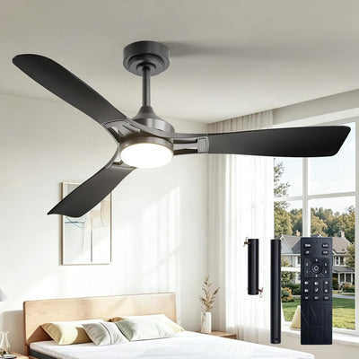 Amico 52" Modern Ceiling Fan with Light & Remote – Dimmable 3CCT, Quiet Black Fan for Living Room, Bedroom & Kitchen - 1