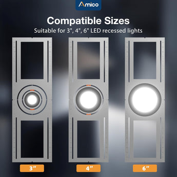 26 Inch New Construction Mounting Plate, Round Hole 3/4/6 Inch, Flat Galvanized Steel Rough - in Wafer Light Bracket, for LED Recessed Lighting Housing - 5