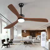 60" Ceiling Fan with Light & Remote, 3 Wood Blades, 6 Speeds, 3CCT Dimmable, Reversible, Quiet – Indoor/Outdoor Black Walnut - 1