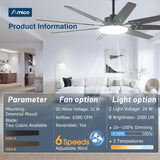 Amico 64" Ceiling Fan with Light & Remote – Dimmable, 6 - Speed Reversible DC Motor, Quiet Modern Black Fan for Living Room, Kitchen & Patio - 11