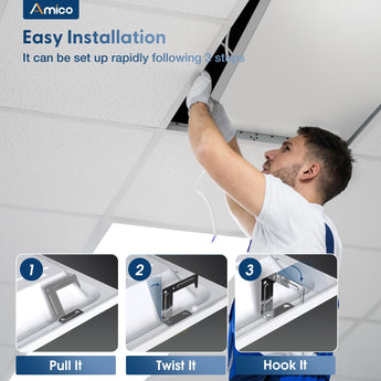 2x4 LED Flat Panel Light, 45W, 5500LM, 3CCT Dimmable Office Drop Ceiling Light, ETL/DLC - 5