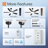 52" Black Ceiling Fan with Light & Remote, 3CCT Dimmable, Reversible, Quiet – Indoor/Outdoor - 8