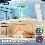 72" Large Ceiling Fan with Light & Remote, 3CCT Dimmable, Quiet – Modern Black, Indoor/Outdoor - 10