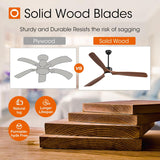 72 inch Ceiling Fans with Lights and Remote Control, Reversible, 3 Wood Blades, 6 Speeds, 3CCT Dimmable, Noiseless, Indoor/Outdoor Black Walnut Ceiling Fan - 5