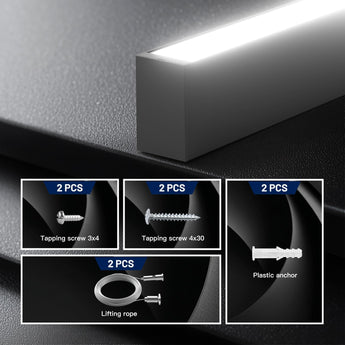 4FT LED Linear Light, 3CCT, 33–50W, 6000 Lumens, 0 - 10V Dimmable, Super Bright Flush Mount Ceiling Light - 7